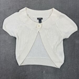 Kenneth Cole Reaction Womens Small Cream Single Button Cable Knitted Sweater